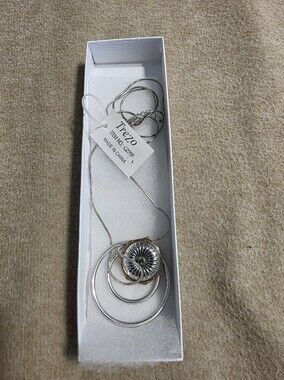 Silver and Gold Accent Pendant Necklace - Two-Tone Floral Medallion